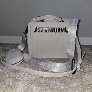 STEVE MADDEN BEVELYN BATS SATCHEL CROSSBODY BAG W AIRPOD CASE CHALK